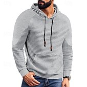 cheap Basic Hoodies-Men&#039;s Hoodie Black White Khaki Light Grey Dark Gray Hooded Plain Front Pocket Sports &amp; Outdoor Daily Holiday Polyester Streetwear Basic Casual Spring &amp;  Fall Clothing Apparel Hoodies Sweatshirts