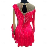abordables Robes de Patinage Artistique-Robe de patinage artistique Femmes Fille Patinage Robe Rouge Bleu Roi Patchwork Trou de pouce Maille Spandex Élastique Entraînement Pratique Professionnel Tenue de Patinage cristal pailleté manche