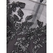 economico Lunghezza del tè-Abito Sheath  Colonna Abito per la Madre della Sposa Elegante Collo Illusione Lunghezza al Ginocchio Corto  Mini Tessuto in Pizzo Elasticizzato Manica Mezza con Perline Ricamate Abito da Corsa