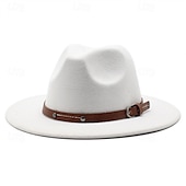 preiswerte Fedora-Hut-Herren Kentucky Derby Hut Sonnenhut Cowboyhut Fedora-Trilby-Hut Schwarz Weiß Wollig Vintage-Stil Mode 18. Jahrhundert Bundesstaat Texas Täglich Themenparty Einfarbig Sonnenschutz Cosplay