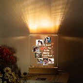 رخيصةأون هدية زفاف-مصباح ليلي أكريليك مخصص - أضئ إطار صورتك مصباح مخصص للزوجين بمناسبة ذكرى الزواج مع 7 صور مثالية كهدية للعشاق