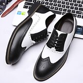 baratos Semi-formal-Sapatos sociais masculinos oxford brogue bico fino em dois tons, branco e marrom-castanho, sapatos vintage de couro inspirados em Gatsby para festas, casamentos e eventos formais dos anos 1920