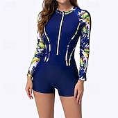 abordables Lycra de surf-Femme Maillot Anti UV Maillot de bain 1 pièce Protection solaire UV UPF50+ Poids Léger manche longue Spandex Le Maillot de corps Maillot de bain Zip sur le devant Natation Surf Plage Sports nautiques