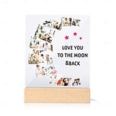 cheap Wedding Gift-Personalized Acrylic Square Night Light with 9 Photos Light Up Photo Frame -  Customized  Gift for Lovers &amp; Family