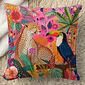 economico stile animale-modello animale leopardo e tucano 1pc fodere per cuscini di dimensioni multiple cuscini decorativi per esterni costieri morbide custodie per cuscini in velluto per divano divano letto decorazioni per