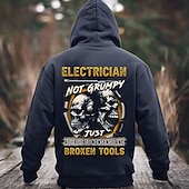 cheap Men&#039;s 3D Hoodies-Men&#039;s Electrician Hoodies Sweatshirt Fashion Long Sleeve Crew Neck Holiday Streetwear Black Blue Drawstring Fall Winter Designer