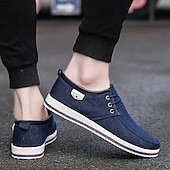 cheap Men&#039;s Sneakers-Men&#039;s Light Gray Canvas Lace-Up Casual Shoes with Contrast Trim – Stylish Lightweight Footwear for Travel, Work, and Daily Wear