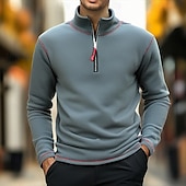 economico Felpa con cappuccio in pile-Per uomo Felpa Di pile Felpa con cerniera a un quarto Compatto Nero Bianco Verde militare Blu Marrone mezza cerniera Liscio Sportivo Giornaliero Per eventi Streetwear Fantastico Retrò Inverno