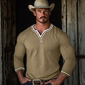 preiswerte Lässiges Henley-T-Shirt-Herren Henley Shirt T-Shirt Langarm Patchwork Designer Retro Vintage Basic Knopf hoch gefälschtes zweiteiliges Henley Urlaub Strasse Casual Sommer Schwarz Blau Grün Henley T-Shirt