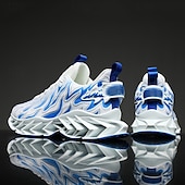 economico Sneakers da uomo-sneakers da uomo verde neon con fiamme, design audace a onde con tomaia traspirante e suola ammortizzata, perfette per lo streetwear e uno stile di vita attivo