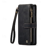 abordables Carcasas Samsung-Funda para teléfono Samsung Galaxy Z Fold 6 Z Fold 5 Z Fold 4 Z Fold 3 funda de billetera con soporte de pie cremallera retro TPU PU cuero