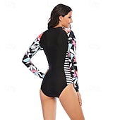 abordables Lycra de surf-Femme Maillot Anti UV Maillot de bain 1 pièce Protection solaire UV UPF50+ Poids Léger manche longue Spandex Le Maillot de corps Maillot de bain Zip sur le devant Natation Surf Plage Sports nautiques