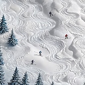 cheap Landscape Paintings-Handmade Original Skiing Painting Oil Painting On Canvas Abstract Texture Winter Landscape Painting Wall Art for Home Decor With Stretched Frame/Without Inner Frame Painting