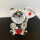 abordables Statues-cadeaux de Saint-Valentin ours en cristal avec cœur - décoration intérieure/extérieure polyvalente, parfaite pour les anniversaires &amp; vacances