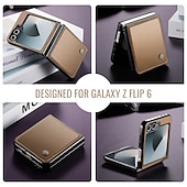 cheap Samsung Cases-Phone Case For Samsung Galaxy Z Flip 6 Z Flip 5 Back Cover Magnetic Support Wireless Charging Card Slot Retro TPU PU Leather