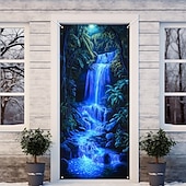olcso Garázs- és ajtózászlók-ajtódíszek ajtóhuzatok trópusi vízesés ajtó kárpit ajtófüggöny dekoráció háttér beltéri/kültéri ajtó transzparens bejárati ajtó parasztházhoz