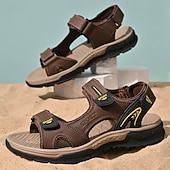 economico sandali da esterno-sandali sportivi da uomo marroni per l&#039;esterno con cinturini regolabili e suola antiscivolo - comode scarpe estive per escursioni, spiaggia e abbigliamento casual
