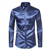 economico camicia da uomo con bottoni-Per uomo Camicia Camicia Estiva Camicia casual Camicia da Spiaggia Camicia con Colletto Camicia con Bottoni Nero Bianco Giallo Rosso Blu marino Manica Lunga Semplice Bavero Vacanza Camicia hawaiana