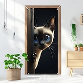 cheap Door Covers-Cute Cats Door Decorations Door Covers Animal Hide and Seek Door Tapestry Door Curtain Decoration Backdrop Indoor/Outdoor Door Banner for Front Door Farmhouse Peekaboo