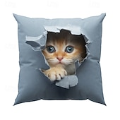 billiga djurstil-dekorativt kuddfodral söt kattunge peekaboo grafisk 1 st mjukt fyrkantigt kuddfodral örngott för sovrum vardagsrum soffa soffstol