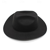 tanie Kapelusz Fedora-Męskie Czapka Kentucky Derby Kapelusz Kowbojski kapelusz Kapelusz Fedora Trilby Czarny Biały Wełniany Styl vintage Moda 18 wiek Stan Teksas Codzienny Impreza tematyczna Jednolity/zwykły kolor Filtr