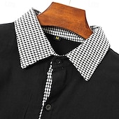 preiswerte Button-Down-Hemden für Herren-Herren Hemd Oberhemd Knopfhemd Farbblock Hochzeit Party Schwarz Weiß Rosa Orange Langarm Kargen Frühling &amp; Herbst Bekleidung Patchwork