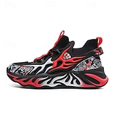 economico Sneakers da uomo-eleganti sneakers rosse da uomo con motivo a fiamma - eleganti e comode, perfette per feste o uscite informali