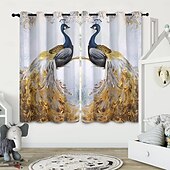 halpa Verhot-kultainen ruusu riikinkukko eristetty ulkoparveke lepo olohuone kodin sisustus 2-osainen setti 3d digipainatus rei&#039;itetty varjostin verhot