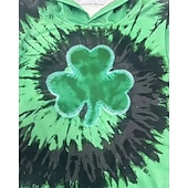 billiga Pojkens 3D Vision &amp; Geometri-St Patrick Pojkar 3D Grafisk Knytbatik Huvtröja Långärmad Vår Höst Mode Streetwear Barn 4-12 år Huva Utomhus Ledigt Dagligen Normal