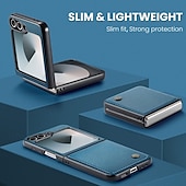 cheap Samsung Cases-Phone Case For Samsung Galaxy Z Flip 6 Z Flip 5 Back Cover Magnetic Support Wireless Charging Card Slot Retro TPU PU Leather