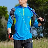 economico Cime-Per uomo maglietta T-shirt da escursione Manica lunga Chiusura lampo quarto Maglietta Maglietta con muscoli Maglietta elasticizzata per bodybuilding Esterno Asciugatura rapida Allenarsi Morbido