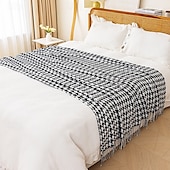 economico Coperte e plaid-coperta con lavorazione a pied de poule modello classico e senza tempo coperta resistente e morbida perfetta per letti, divani o sedie aggiunge un tocco sofisticato all&#039;arredamento della tua casa