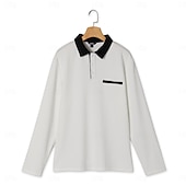  Herre Vaffel poloskjorter Med Tekstur Formell Virksomhet Ribbet polokrage Langermet Mote Helfarge Lomme Knapper Vår & Vinter Lyseblå Hvit Grå Vaffel poloskjorter