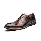 economico Formale-scarpe oxford da uomo in similpelle con motivo coccodrillo nero - calzature formali classiche con lacci per lavoro e occasioni speciali