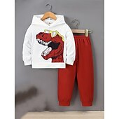 billige Guttens 3D Dyr-Gutt 3D Grafisk Dinosaur Hettegenser og joggebuksesett Treningsdrakt Treningsdresser Langermet Vår Høst Daglig Grunnleggende Fritid Barn 4-12 år Med hette utendørs Feriereise Sport Skreddersydd
