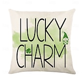 billiga Kuddfodral för semester-dekorativa slängkuddar fodral saint patrick&#039;s day 1 st shamrock mjukt fyrkantigt kuddfodral örngott för sovrum vardagsrum soffa soffstol