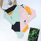 Χαμηλού Κόστους Rash Guards One Pieces-Γυναικεία Προστατευτικά Μαγιό Κουρελού Μποστινό Φερμουάρ Σπαντέξ Προστασία από τον ήλιο UV UPF50+ Γρήγορο Στέγνωμα Μακρυμάνικο Κορμάκι Μαγιό Σέρφινγκ Παραλία Θαλάσσια Σπορ Καλοκαίρι