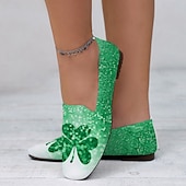 cheap Women&#039;s Sneakers-Women&#039;s Breathable Gradient Green Slip-On Flats with Clover Printed Design Perfect for Celebrate St. Patrick&#039;s Day