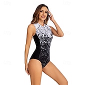 preiswerte One Pieces Rash Guards-Damen Anti UV Shirt Badeanzug Bademode Bedruckt Frontreißverschluss Spandex UV-Sonnenschutz UPF50+ Schnelltrocknend Ärmellos Bodysuit Badeanzug Surfen Strand Wassersport Sommer