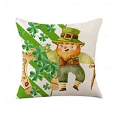 abordables Housse de coussin de vacances-Housse de coussin décorative pour la Saint-Patrick, 1 pièce, taie d&#039;oreiller carrée douce en forme de trèfle pour chambre à coucher, salon, canapé, chaise