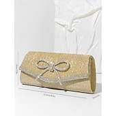 baratos Casamento ACC-bolsa clutch azul com glitter e detalhe de laço de strass, bolsa de noite elegante para mulheres, perfeita para casamentos, festas e eventos formais prata preto azul
