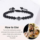 levne Pro muže-Personalizovaný náramek s tygřím okem nejlepší dárek pro tátu svatební dárek s projekční fotografií pro manžela přítele Vánoce Valentýn výročí
