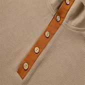 cheap Casual Henley Tee-Men's T Shirt Waffle Henley Shirt Tee Top Shirts With Elbow Patches Long Sleeve Color Block Fashion Designer Basic Patchwork Stand Collar Henley Casual Vacation Street Fall Spring &amp; Fall Fall