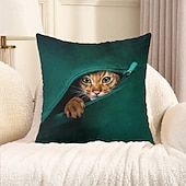 billiga djurstil-dekorativt kuddfodral söt kattunge peekaboo grafisk 1 st mjukt fyrkantigt kuddfodral örngott för sovrum vardagsrum soffa soffstol