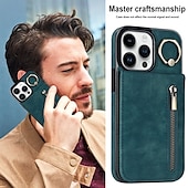 お買い得  iPhone用ケース-電話 ケース 用途 iPhone 16 Pro Max プラス iPhone 15 プロマックスプラス iPhone 14 13 12 11 Pro Max Plus Mini バックカバー スタンド付き バンカーリング ジッパ－ レトロ風 TPU PUレザー