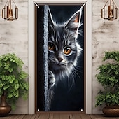 cheap Door Covers-Cute Cats Door Decorations Door Covers Animal Hide and Seek Door Tapestry Door Curtain Decoration Backdrop Indoor/Outdoor Door Banner for Front Door Farmhouse Peekaboo