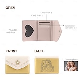 economico Per le donne-Portafoglio in PU inciso personalizzato miglior regalo per mamma – Regalo di matrimonio personalizzato per coppia portafoglio in pelle a pieghe con foto floreale per lei regalo per matrimonio festa