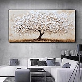 preiswerte Blumen-/Botanische Gemälde-handgemaltes 3D abstraktes Goldbaum-Ölgemälde auf Leinwand, farbenfrohe Baumlandschaft, minimalistische Schwarzgoldstruktur, Spachtelkunst, Naturnachtlandschaft, Weihnachtsdekor, kein Rahmen