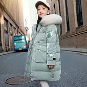 abordables Chaqueta de plumas y parka para chicas-Chaqueta acolchada para niñas, para actividades al aire libre, de algodón, impermeable, para exteriores, de 4 a 13 años, color negro, rosa y verde