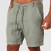 baratos Clássico-Homens Calção Shorts de linho Shorts de verão Shorts de praia Botões Bolsos Com Cordão Tecido Respirável Comprimento do joelho Ao ar livre Diário Para Noite Moda Estilo Clássico Branco Azul Marinha